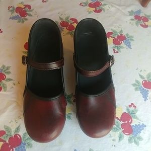 Dark red Dansko MaryJane clogs